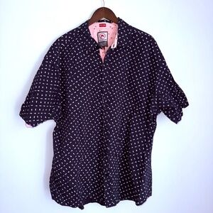 CHECKPOINT Mens 4X Navy Blue White Lightweight Anchor Short Sleeve Button Shirt